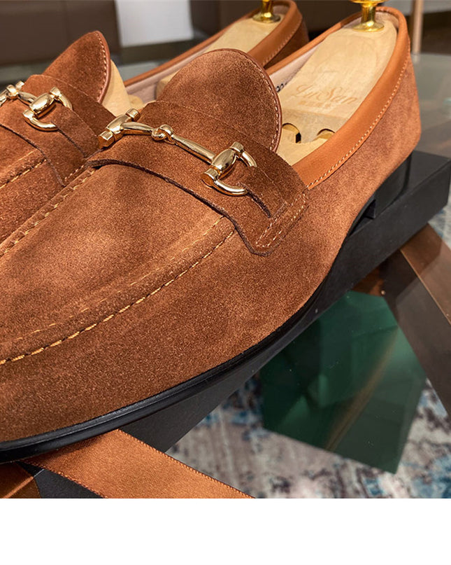 Soft Structure Suede Horsebit Slip On Shoes For Men