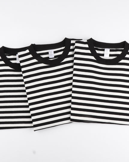 Striped Short Sleeve Simple Men's Versatile T-shirt Loose Top Half Sleeve Slim Striped Navy Skirt