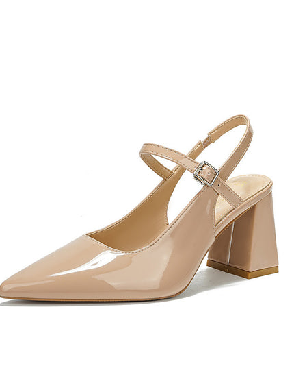 Retro Pointed Toe Women's High Heels Chunky Heel Sandals