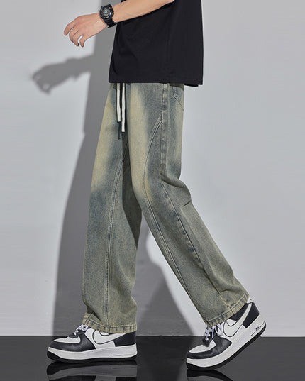 Spring And Summer Retro Distressed Straight Pants