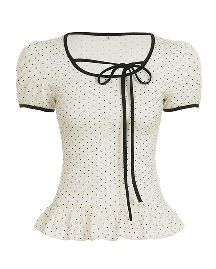 Summer Girl Bow Lace-up Waist-controlled All-matching Top