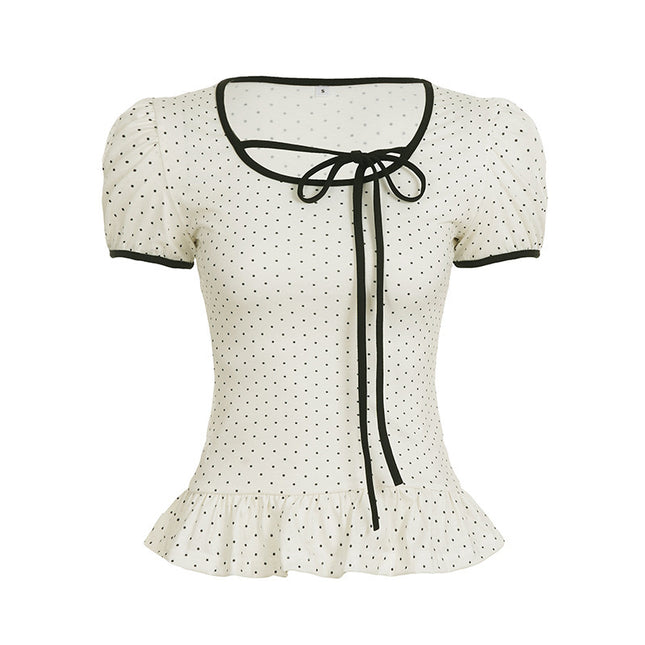Summer Girl Bow Lace-up Waist-controlled All-matching Top