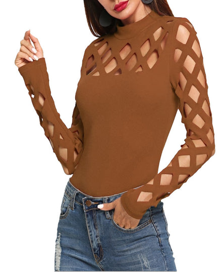 Round neck hollow long sleeve