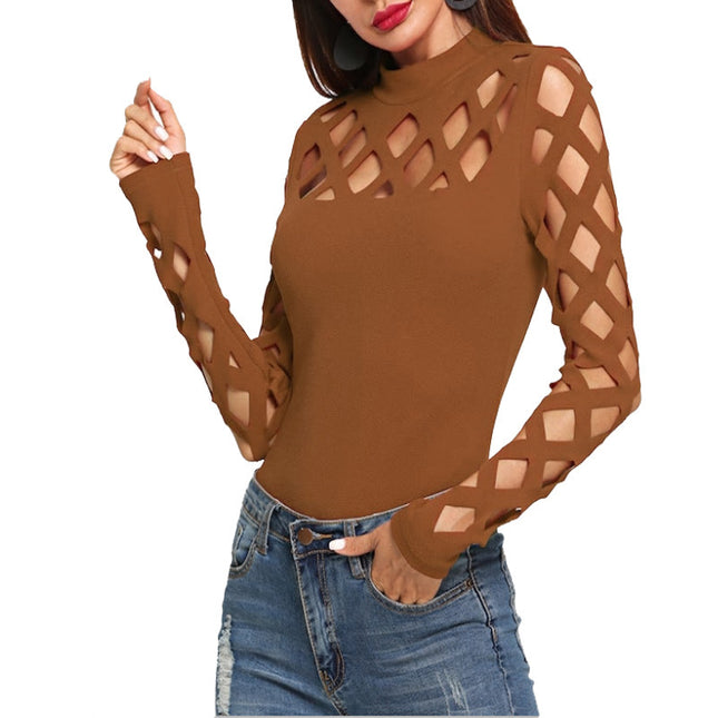 Round neck hollow long sleeve