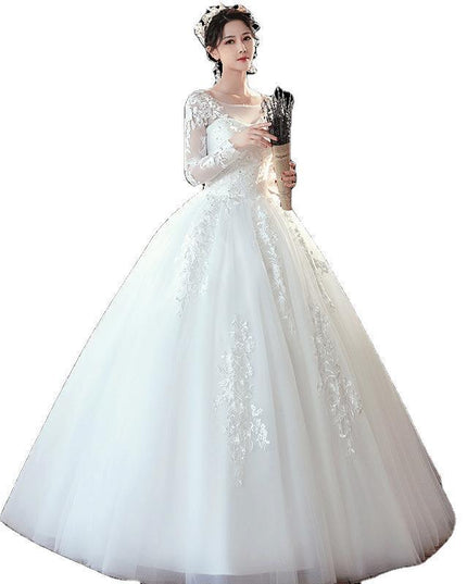 Long Sleeve Wedding Dress New Bride Trailing