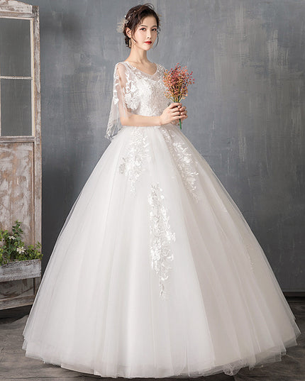Long Sleeve Wedding Dress New Bride Trailing