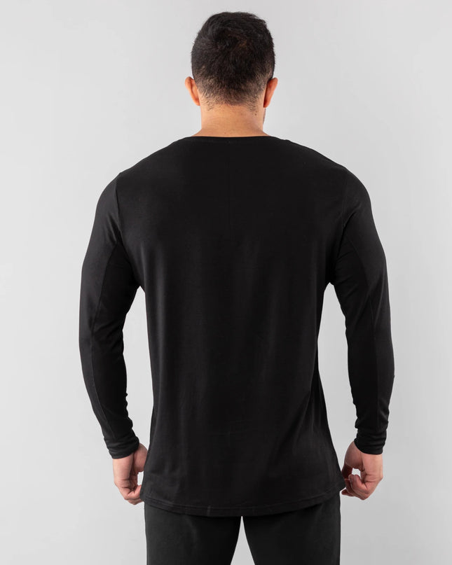 Sports Casual Long-sleeved T-shirt Men's Solid Color Stretch Slim Fit