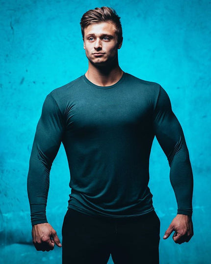Sports Casual Long-sleeved T-shirt Men's Solid Color Stretch Slim Fit