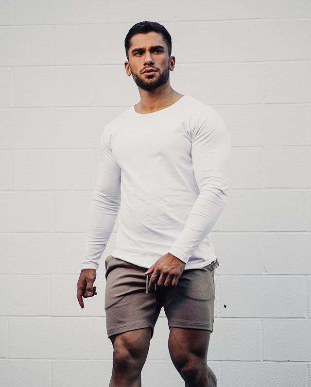Sports Casual Long-sleeved T-shirt Men's Solid Color Stretch Slim Fit