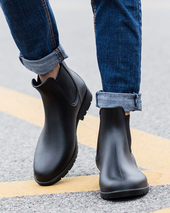 Low-top Men's Rain Boots Fashion Waterproof Low-top Rain Boots Chelsea Water Shoes