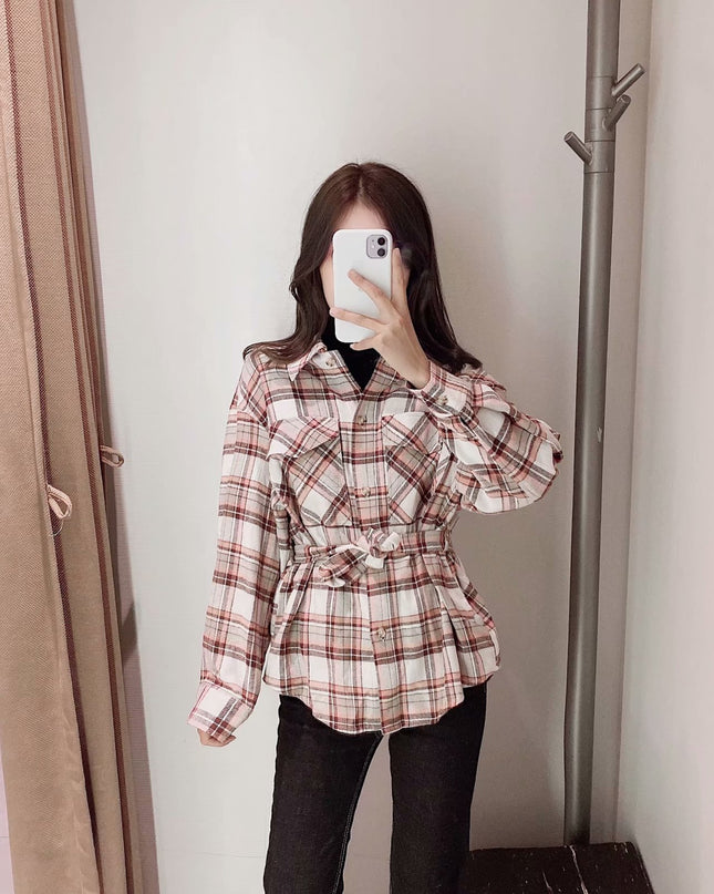 Lapel Single-Breasted Double-Pocket Padded Shirt