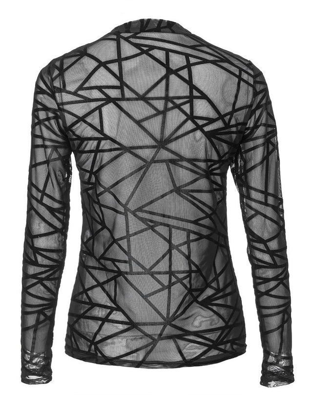 Sexy Women Blouses Transparent Mesh Long Sleeve Tops Tee
