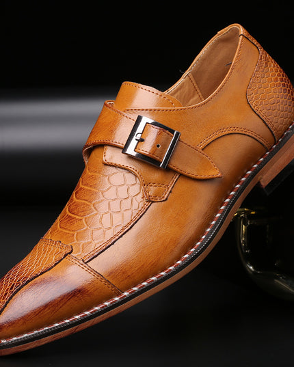 Spring Low-heel Belt Buckle Business Single Shoes Men