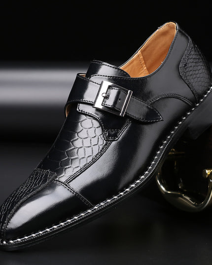 Spring Low-heel Belt Buckle Business Single Shoes Men