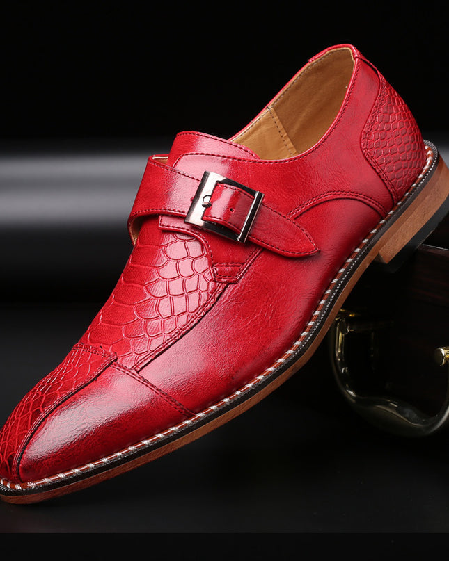 Spring Low-heel Belt Buckle Business Single Shoes Men