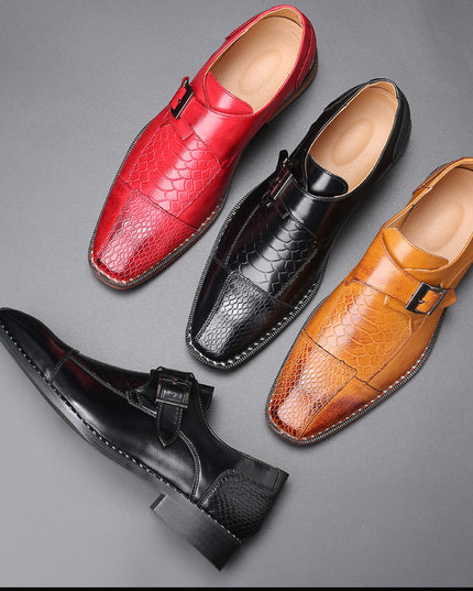 Spring Low-heel Belt Buckle Business Single Shoes Men