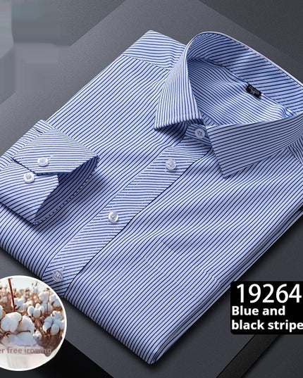 Men's Long-sleeved Plaid Middle-aged Business Square Collar Shirt