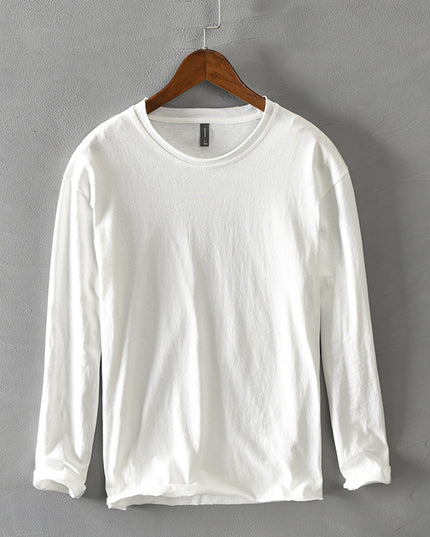 Pure Color Men's Cotton Simple Long-sleeved T-shirt