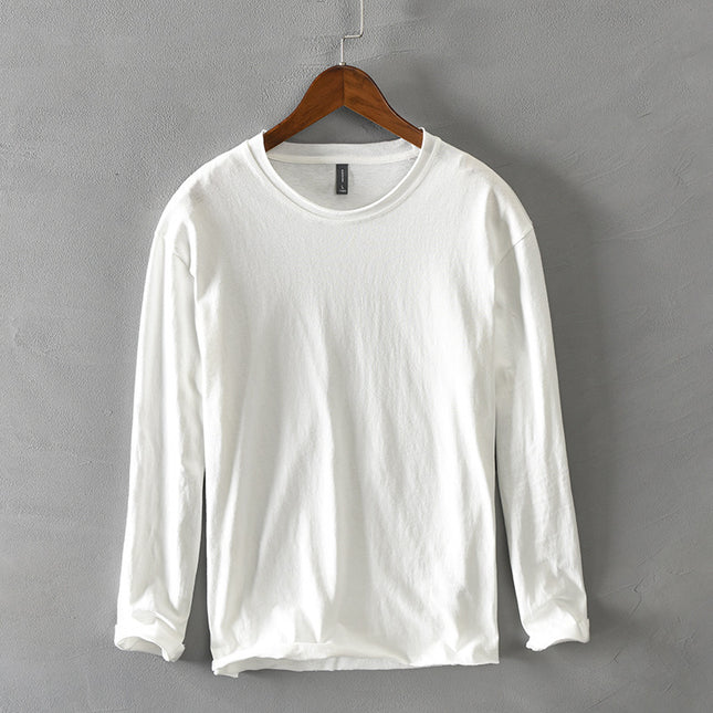 Pure Color Men's Cotton Simple Long-sleeved T-shirt