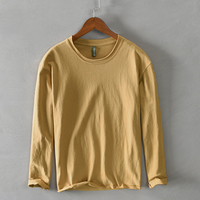 Pure Color Men's Cotton Simple Long-sleeved T-shirt