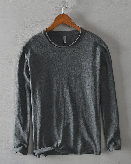 Pure Color Men's Cotton Simple Long-sleeved T-shirt