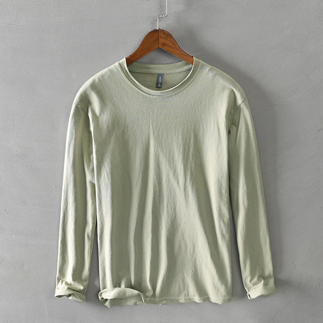 Pure Color Men's Cotton Simple Long-sleeved T-shirt