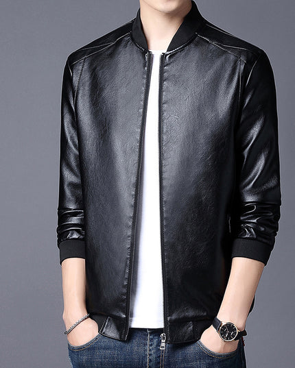 Slim-Fit Handsome Youth Motorcycle Leather Jacket