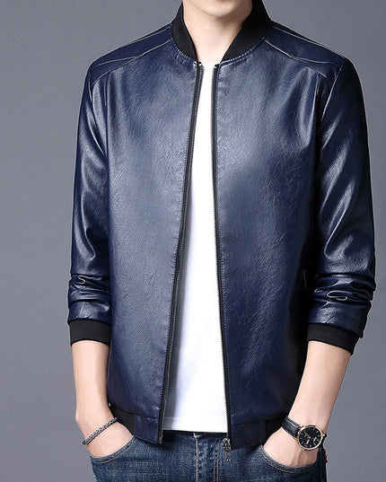 Slim-Fit Handsome Youth Motorcycle Leather Jacket