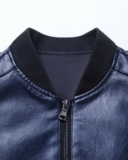 Slim-Fit Handsome Youth Motorcycle Leather Jacket