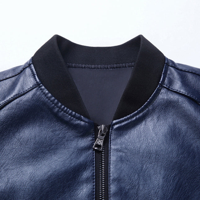 Slim-Fit Handsome Youth Motorcycle Leather Jacket