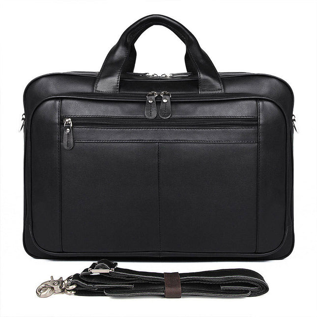 Large Leather Business Handbag for Men | 17-Inch Soft Briefcase