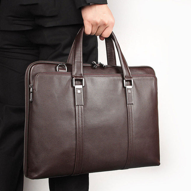 Gentleman Style First-Layer Cowhide Leather Business Bag for Men | Premium Handbag & Briefcase