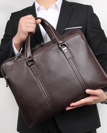 Gentleman Style First-Layer Cowhide Leather Business Bag for Men | Premium Handbag & Briefcase
