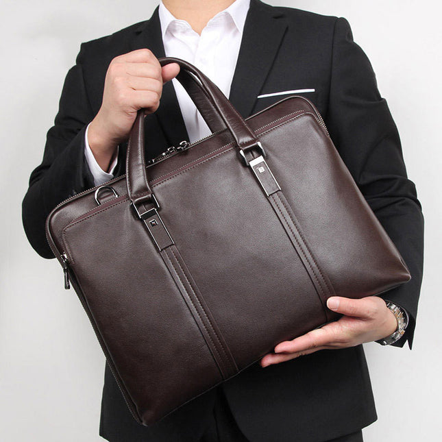 Gentleman Style First-Layer Cowhide Leather Business Bag for Men | Premium Handbag & Briefcase