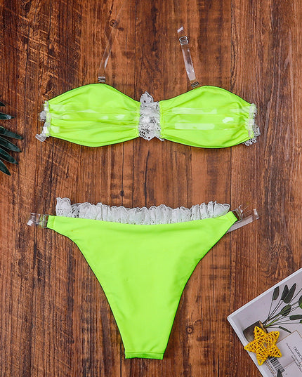 Women Amazon Split Swimsuit Lace Swimsuit Bikini