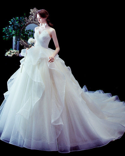 French Temperament Big Trailing Starry Sky Forest Dream Dress