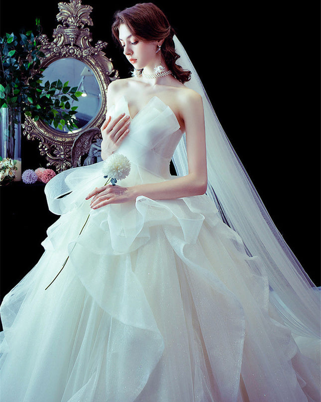 French Temperament Big Trailing Starry Sky Forest Dream Dress