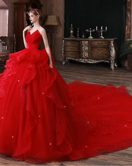 French Temperament Big Trailing Starry Sky Forest Dream Dress