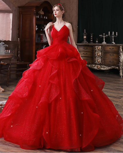 French Temperament Big Trailing Starry Sky Forest Dream Dress