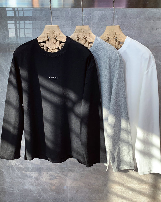 New Round Neck Long-Sleeved T-Shirt Men's Korean Version Of The Trend Ins Net Red Hong Kong Style Bottoming Shirt All-Match Thin