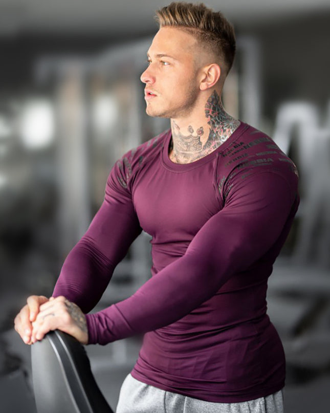 Muscle Fitness Brothers Fat Men's Long Sleeve T-shirt Sports Fitness Running Workout Pure Cotton Stretch Long Sleeve T-shirt