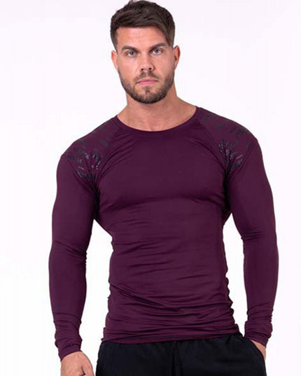 Muscle Fitness Brothers Fat Men's Long Sleeve T-shirt Sports Fitness Running Workout Pure Cotton Stretch Long Sleeve T-shirt