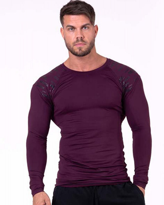 Muscle Fitness Brothers Fat Men's Long Sleeve T-shirt Sports Fitness Running Workout Pure Cotton Stretch Long Sleeve T-shirt