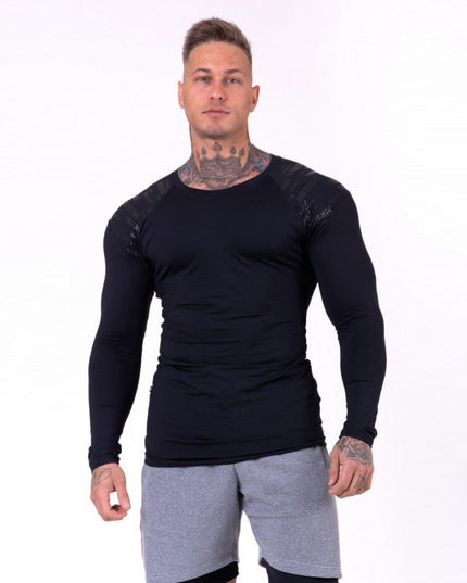 Muscle Fitness Brothers Fat Men's Long Sleeve T-shirt Sports Fitness Running Workout Pure Cotton Stretch Long Sleeve T-shirt