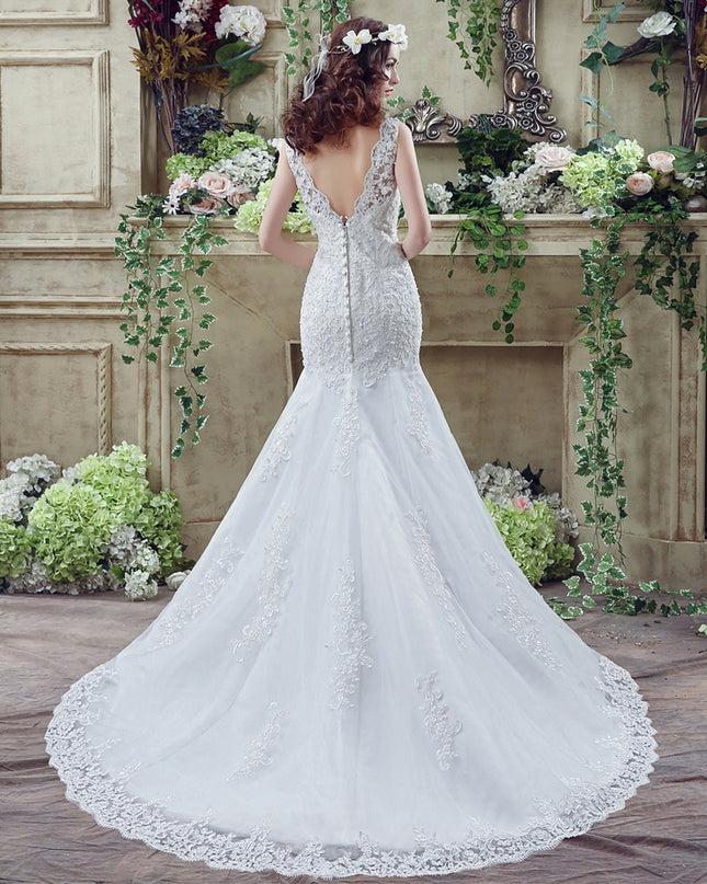 Bride Trailing Wedding Dress sexy Lace Mermaid Wedding DressW
