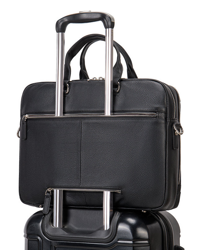 MVA Leather Briefcase | Men’s Business Handbag, First-Layer Cowhide, 15.6-Inch Laptop Compatible