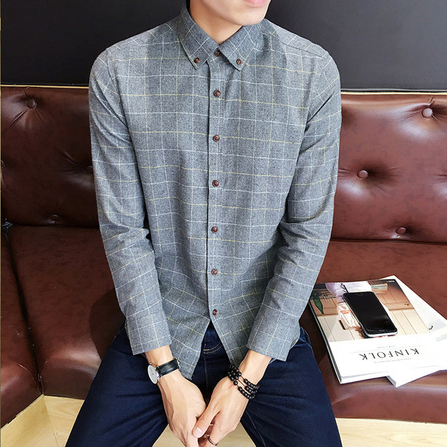 Men's Long Sleeve Shirt Men's Check Slim Fit
