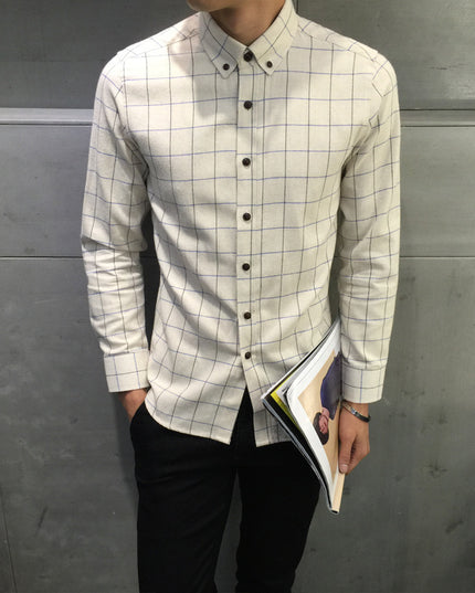 Men's Long Sleeve Shirt Men's Check Slim Fit