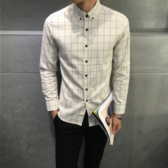 Men's Long Sleeve Shirt Men's Check Slim Fit