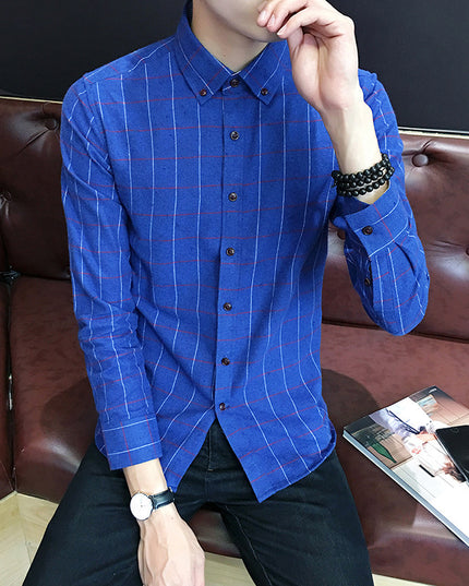 Men's Long Sleeve Shirt Men's Check Slim Fit